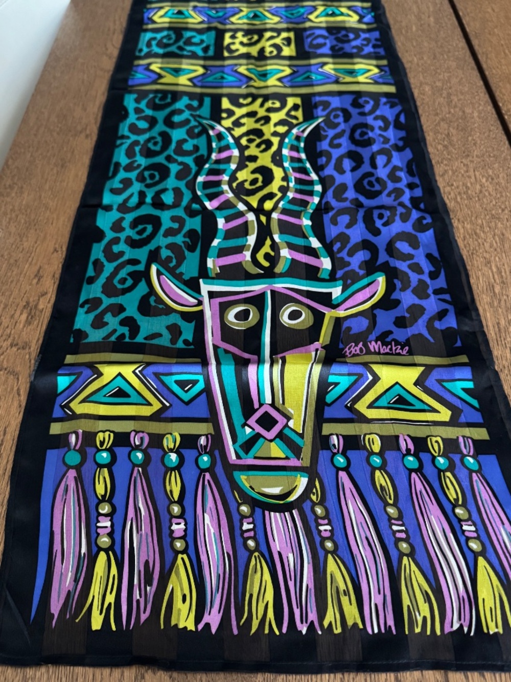 Vintage Bob Mackie Wearable Art Oblong Silk Scarf - Picture 6 of 6